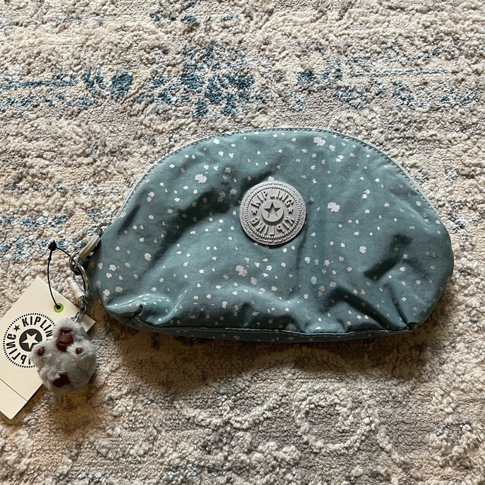 🦧Kipling Zadok Silver Sky Blue Cosemetic Zip Pouch